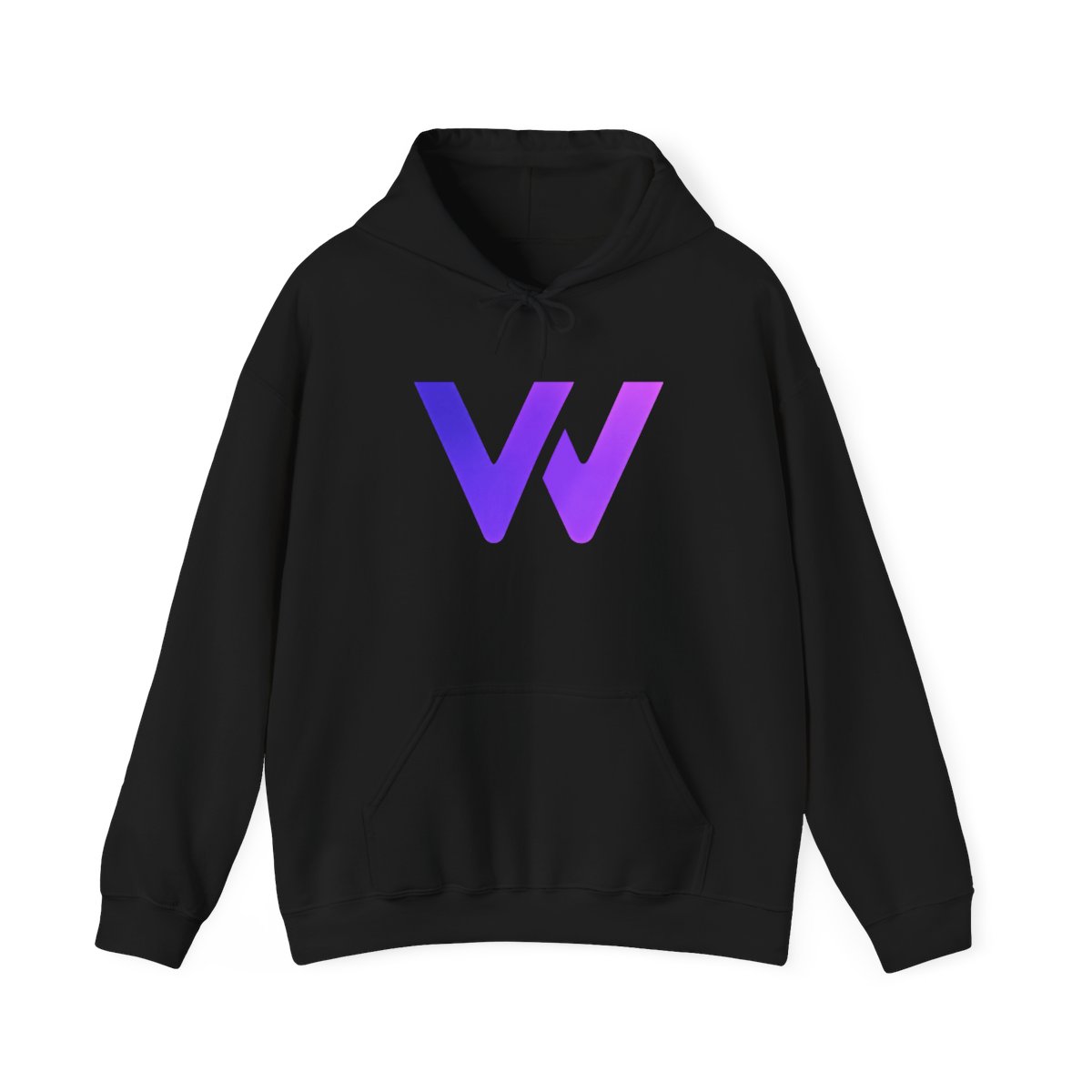 Gradient W Logo Hoodie | Black Pullover Sweatshirt